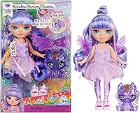 Rainbow High Littles Amethyst Purple Fairy Doll 5.5" Posable with Pegasus Unicorn Pet & Interchangeable Wings - Kids 4+ Gift