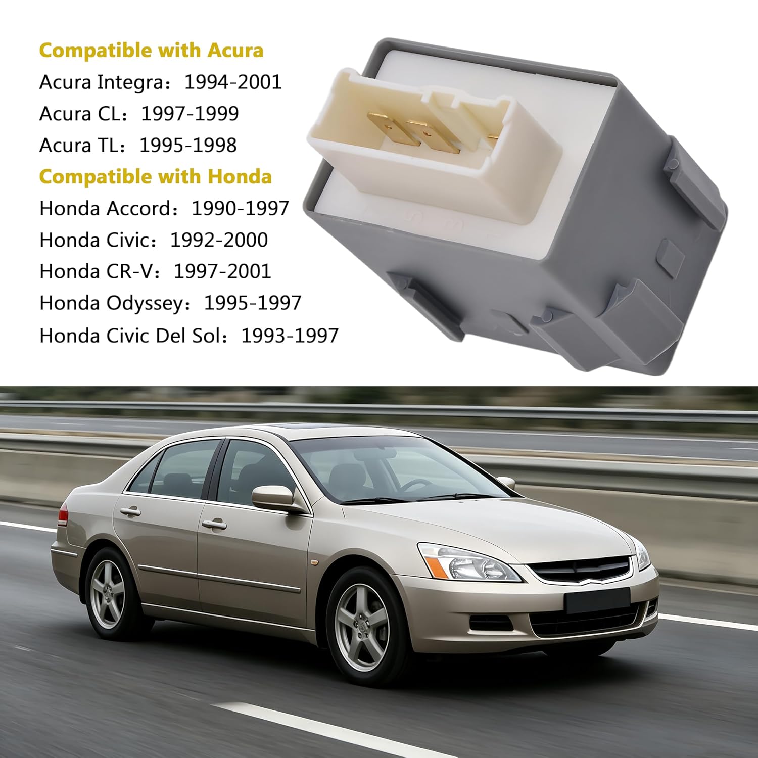 39400-S10-003 Fuel Pump Main Relay, Compatible with Acura Integra 1994-2001, Honda Accord Civic CR-V Odyssey, Replaces 39400-SR3-003 RZ-0088 RZ-0159 RZ-0132, 12V Automotive Relay
