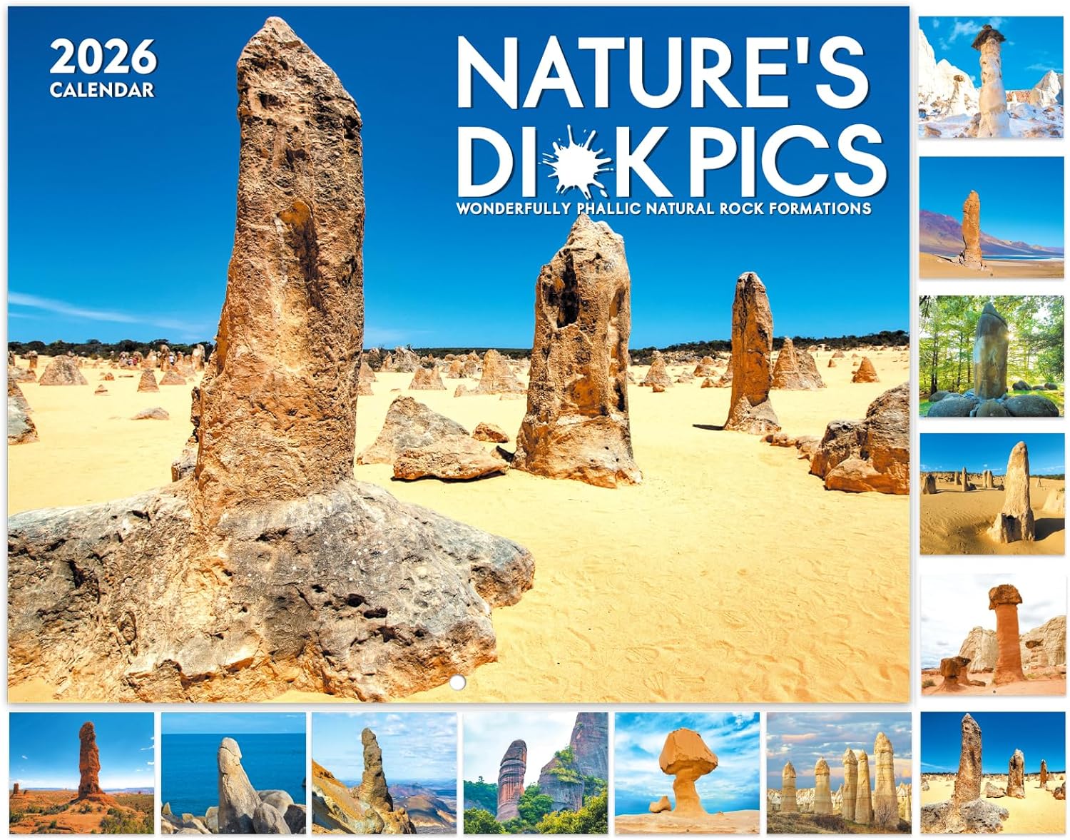 Gag Gifts - Funny 2026 Wall Calendar, 2026 Calendar with Thick Paper, 8.5" x 11" (Open), Jan. 2026 - Dec. 2026, Best for White Elephant Gag Gifts - Nature's Di*ks