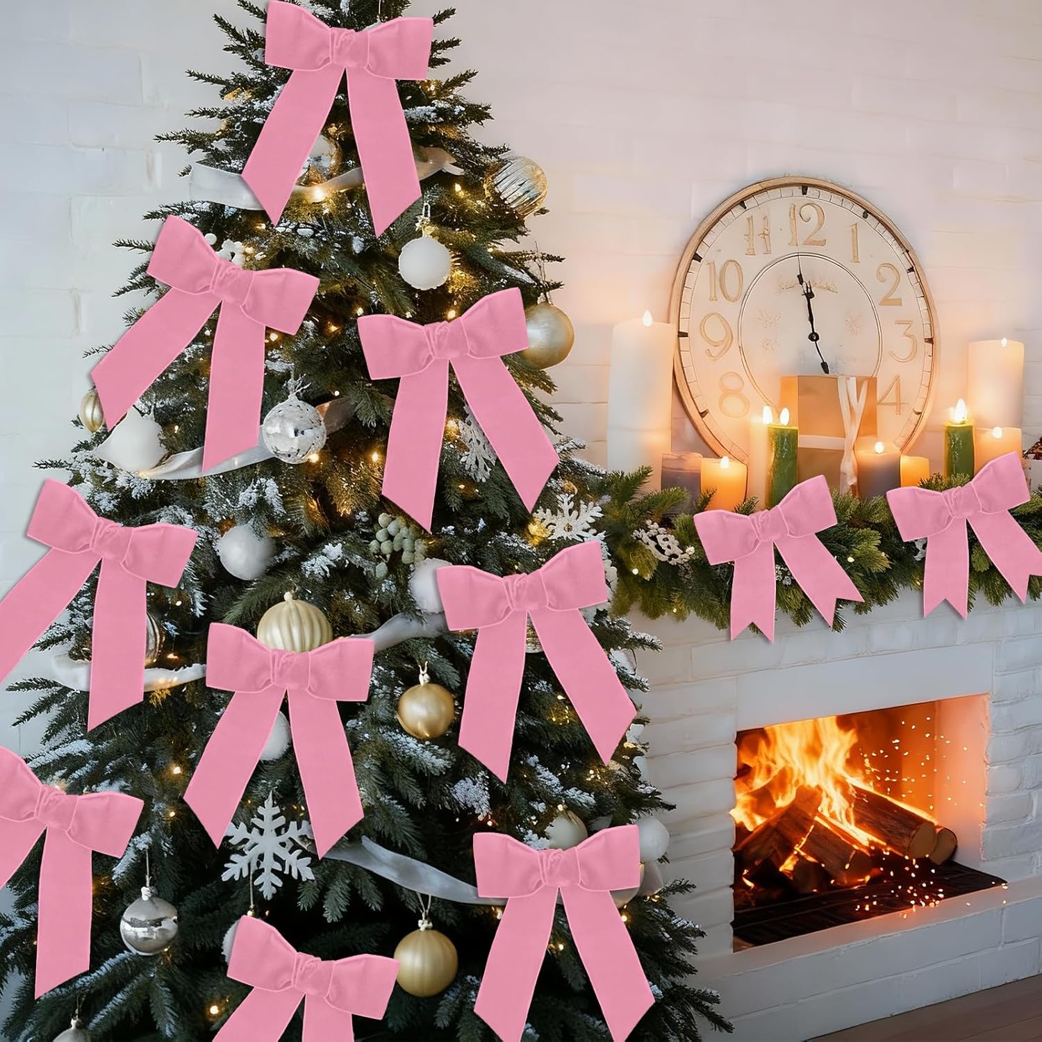 tsorode 10 yards pink velvet ribbon 2 inch for christmas tree,light pink velvet christmas ribbon for gift wrapping crafts bow wreath holiday decorations (pink) 2"-10 yard pink