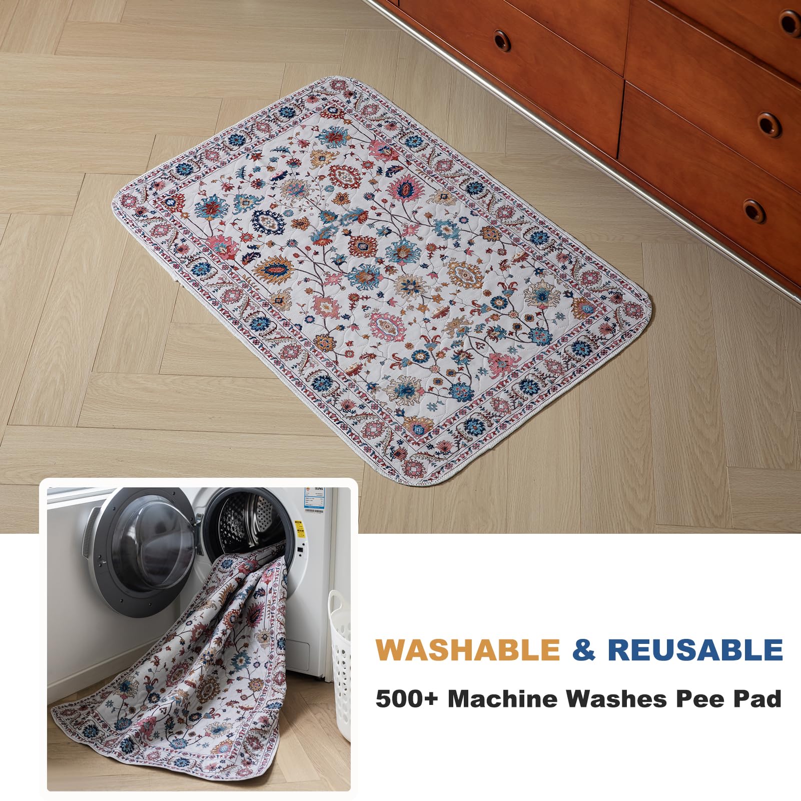 2 Pezzi Tappetini Assorbenti per Cani, Tappeti Lavabili Riutilizzabili per Cani, Traverse Cani, Traversine Addestramento del Cane, Gatti, Conigli, Antiscivolo (Pattern 3, 91.5x183cm)