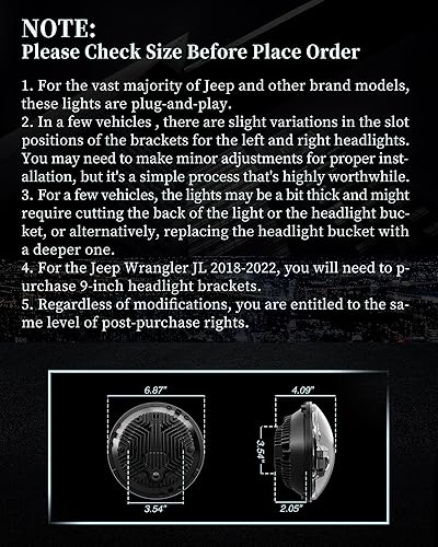 Miniatura 6 de HWSTAR Par de nuevos faros delanteros LED 1000% más brillantes antideslumbrantes de 7 pulgadas redondos compatibles con Jeep Wrangler JK JKU TJ LJ