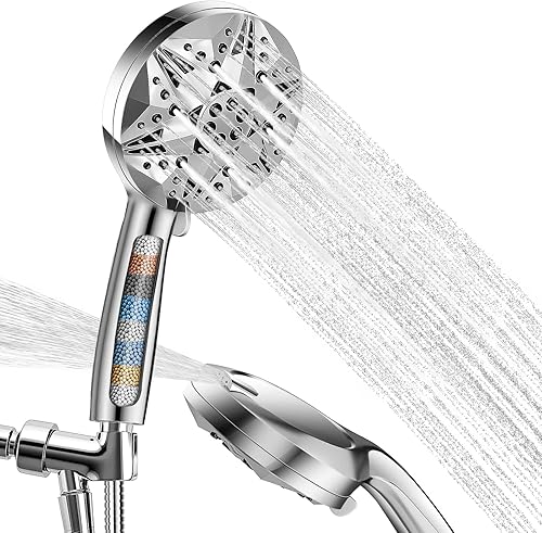 Cabezal de ducha de mano de 10 modos de alta presión, manguera SS extra larga de 80 pulgadas, cabezal de ducha desmontable portátil de 5.04 pulgadas