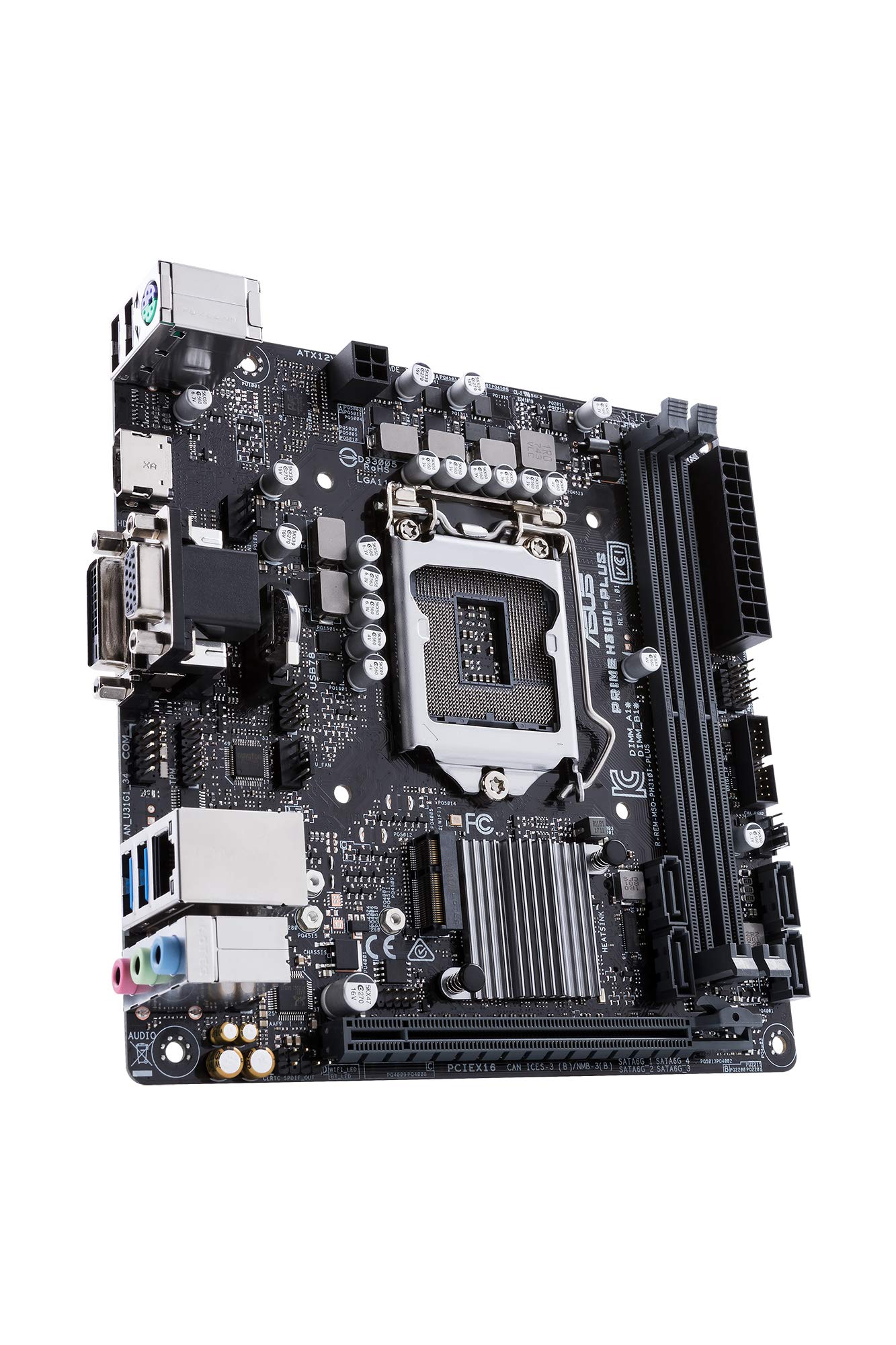 Asus PRIME H310I-PLUS/CSM Scheda Madre Mini-ITX, Intel LGA-1151 con DDR4 a 2666 MHz, Chiave M.2 e Supporto M.2 E, HDMI, SATA 6 Gbps e USB 3.1 Gen1, Nero