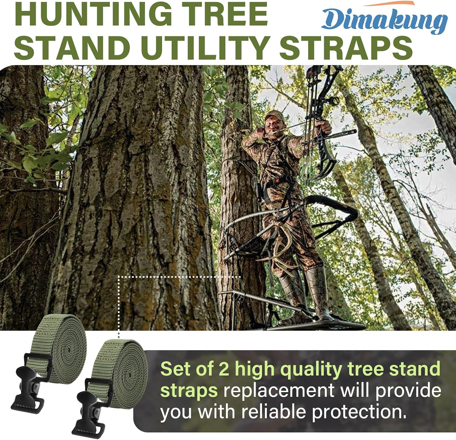 Tree Stand Utility Straps for Summit Climbing Stand Viper Goliath Titian | 2 PCS Treestand Stabilizer Straps with Buckle, Hang On Climbing Deer Stand Backpack Strap for Hunting & Climbing Accessories