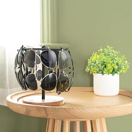 Miniatura 34 de Mkono Organizador de lentes de sol, soporte para guardar lentes de sol, soporte para hasta 12 pares de lentes para mesa, tocador, escritorio, Marrón