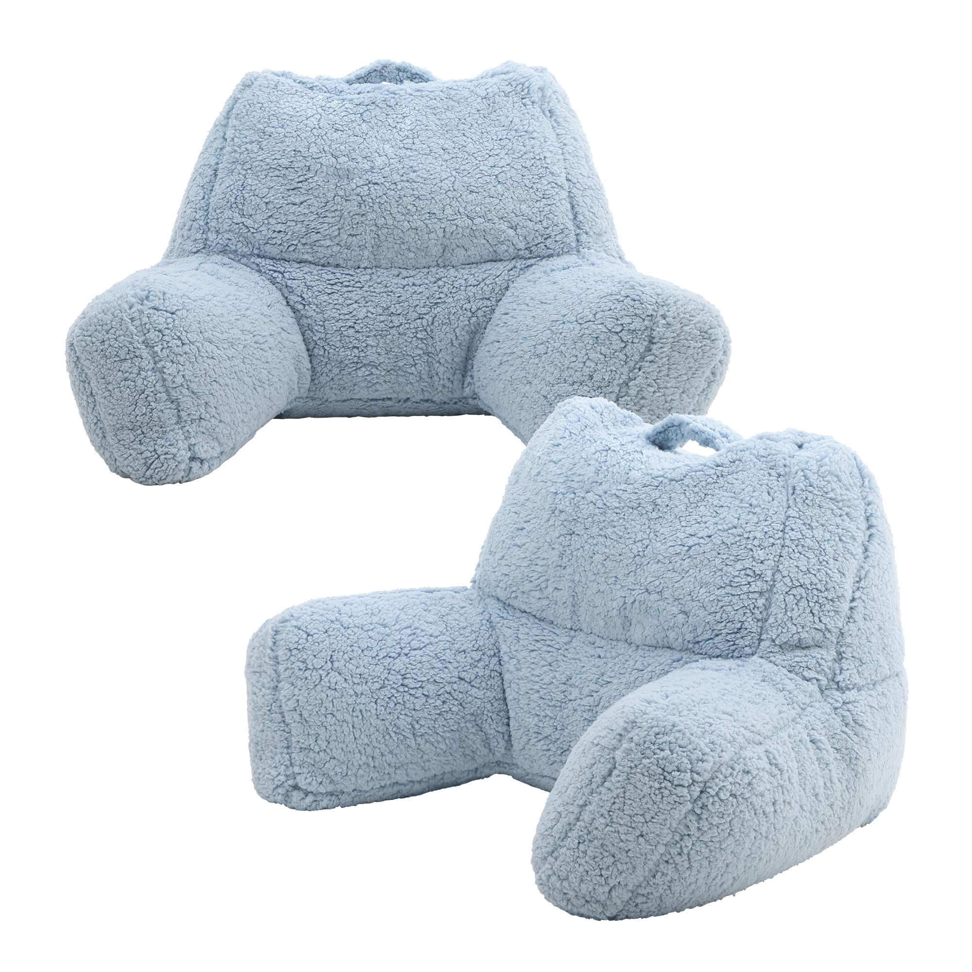 icon Teddy Bear Fluffy Fleece Cuddle Cushion, Mineral Blue, 2 Pack, Reading Pillow, Back Support Cushion, Back Support Pillow for Bed with filling included, Ideal as a backrest for sitting up in bed