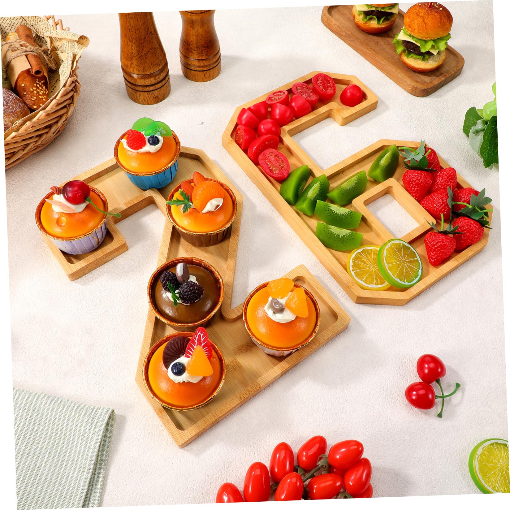Set 1 Pezzo Vassoio in Legno Numero 2026 per Aperitivo Scomparti Multipli Design Raffinato per Frutta e Formaggi per Feste e Incontri di Famiglia