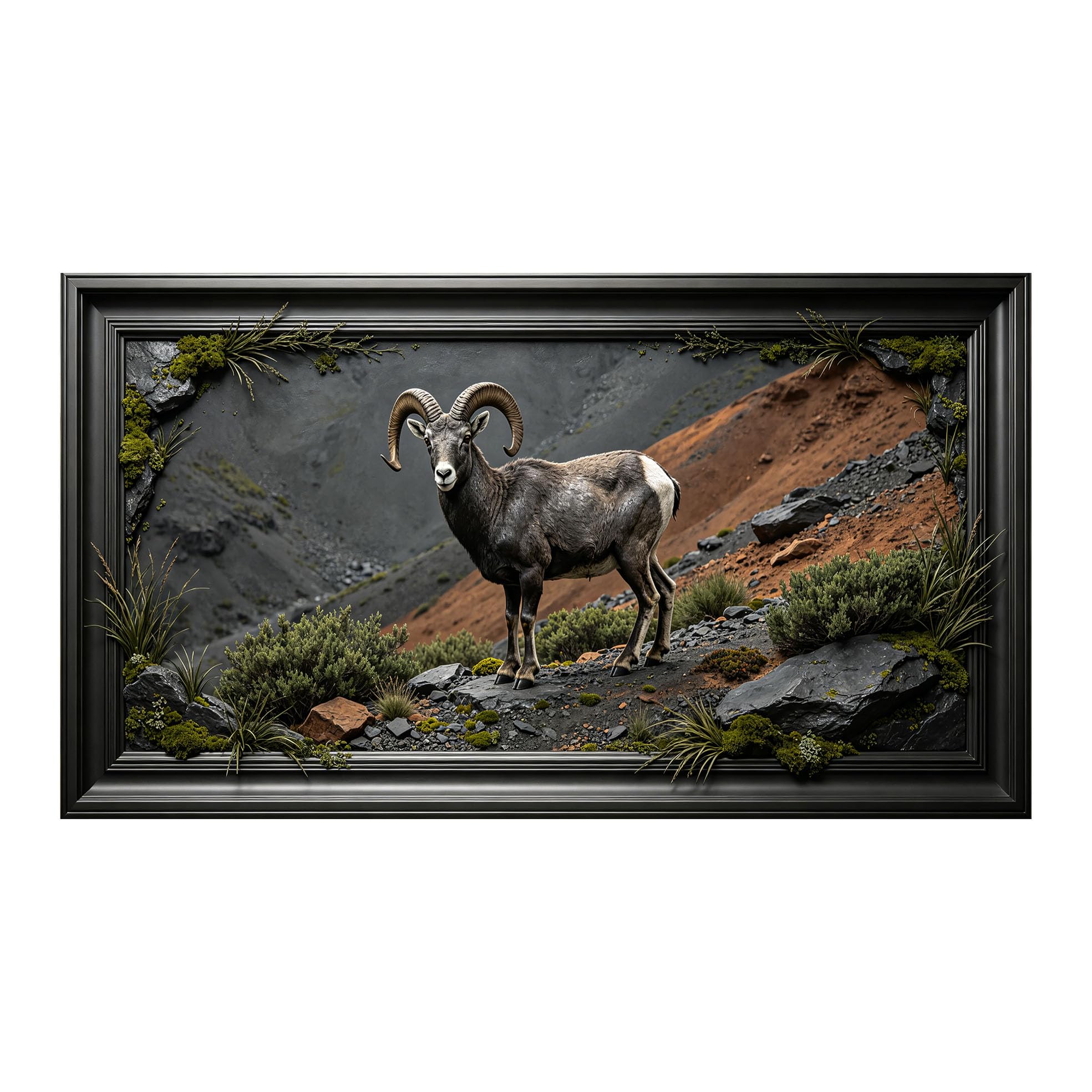 Yzpallescene 3D 3D Framed Wall Art 50cm×90cm Mountain Wildlife Landscape Realistic Style Large Size SelfAdhesive Removable Wall Decor Prints Artwork for Living Room Bedroom Office