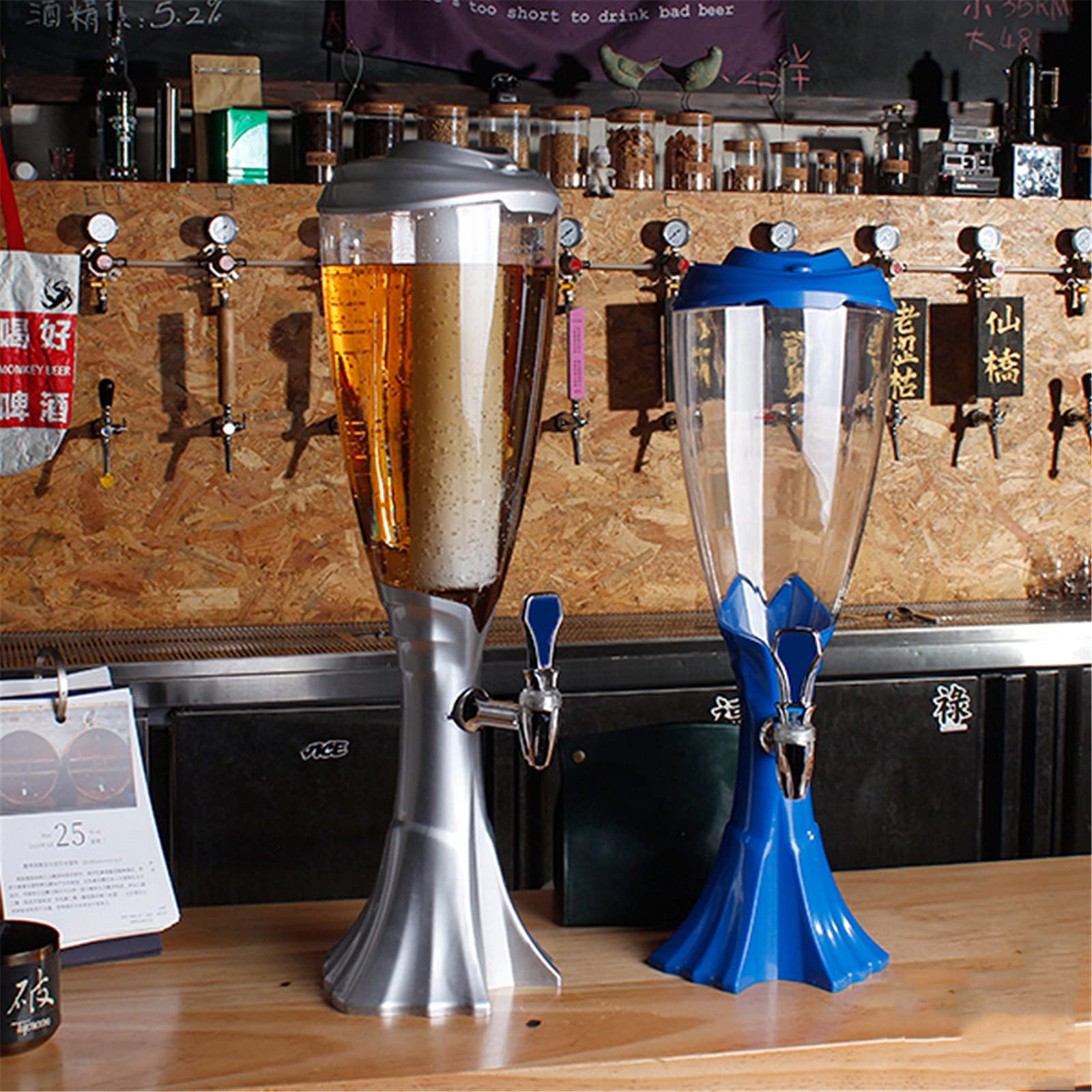 Wieża Piwa, Dozownik napojów Beer Tower Z latarnią Idealny na imprezy i gry w domu Akcesoria do baru Dozownik napojów w wieży piwnej,3,3.0L