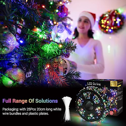 Miniatura 8 de Quntis Guirnalda de 1000 luces LED de Navidad de 82 pies, alambre verde oscuro que cambia de color, luces de árbol de Navidad, 8 modos de luces de