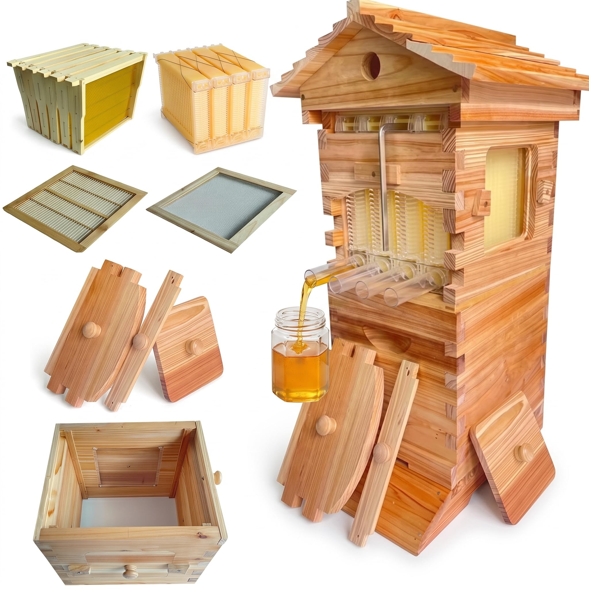Flow Hive Imker‑Starterset mit Sichtfenster und praktischem Honigauslauf, perfekt für die einfache Honigernte im eigenen Garten