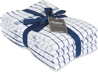 AMOUR INFINI Kitchen Towels Set of 4 - Highly Absorbent, Super Soft Terry Cotton 20x28 Inch Dish Towels with Hanging Loop - Hand & Tea Towels for Cleaning & Drying Dishes (Blue)