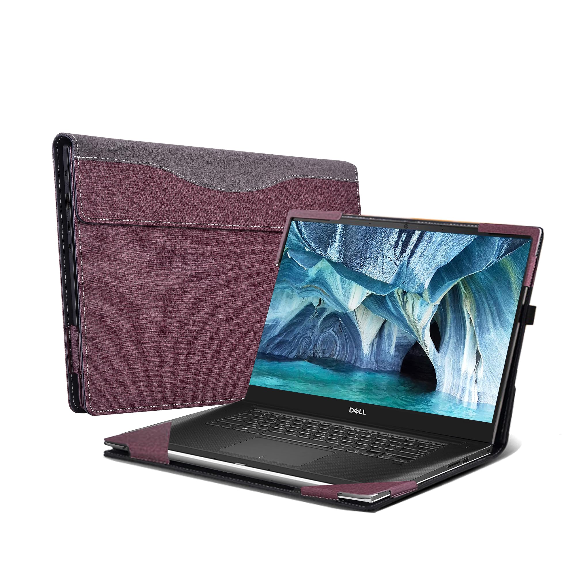 Laptop Cover for Hp Envy x360 15t-ew100 15-fe 15t-fe 15-fh 15z- fh [ 2-in-1 ] 15.6 inches Computer Bag Case PU Leather Inside Pocket Cover Shell (Wine red)
