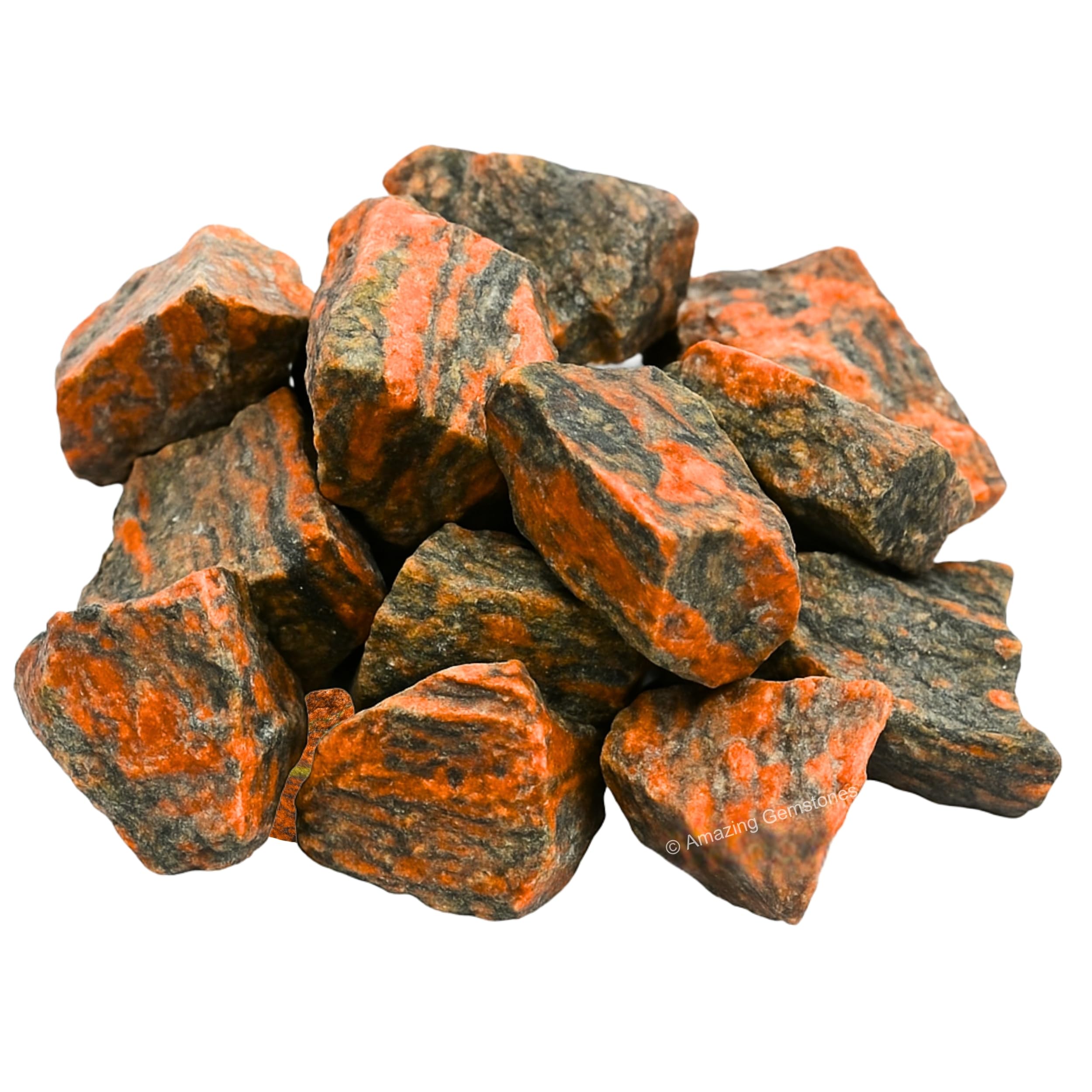 Unakite Crystals and Healing Stones, 5 Piece Raw | Certified Healing Crystal Rough Rocks For Tumbling and DIY Projects Gifts - Positive Energy, Chakra Healing, Meditation