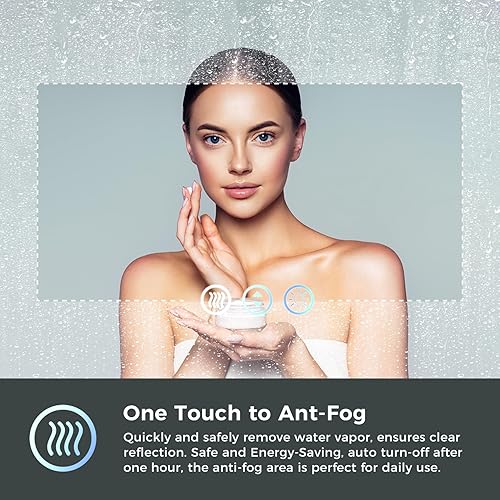 Miniatura 5 de Espejo de baño LED de 40 x 36 pulgadas con luces, retroiluminado + frontal iluminado, espejo de tocador con luz antiniebla para pared de baño,