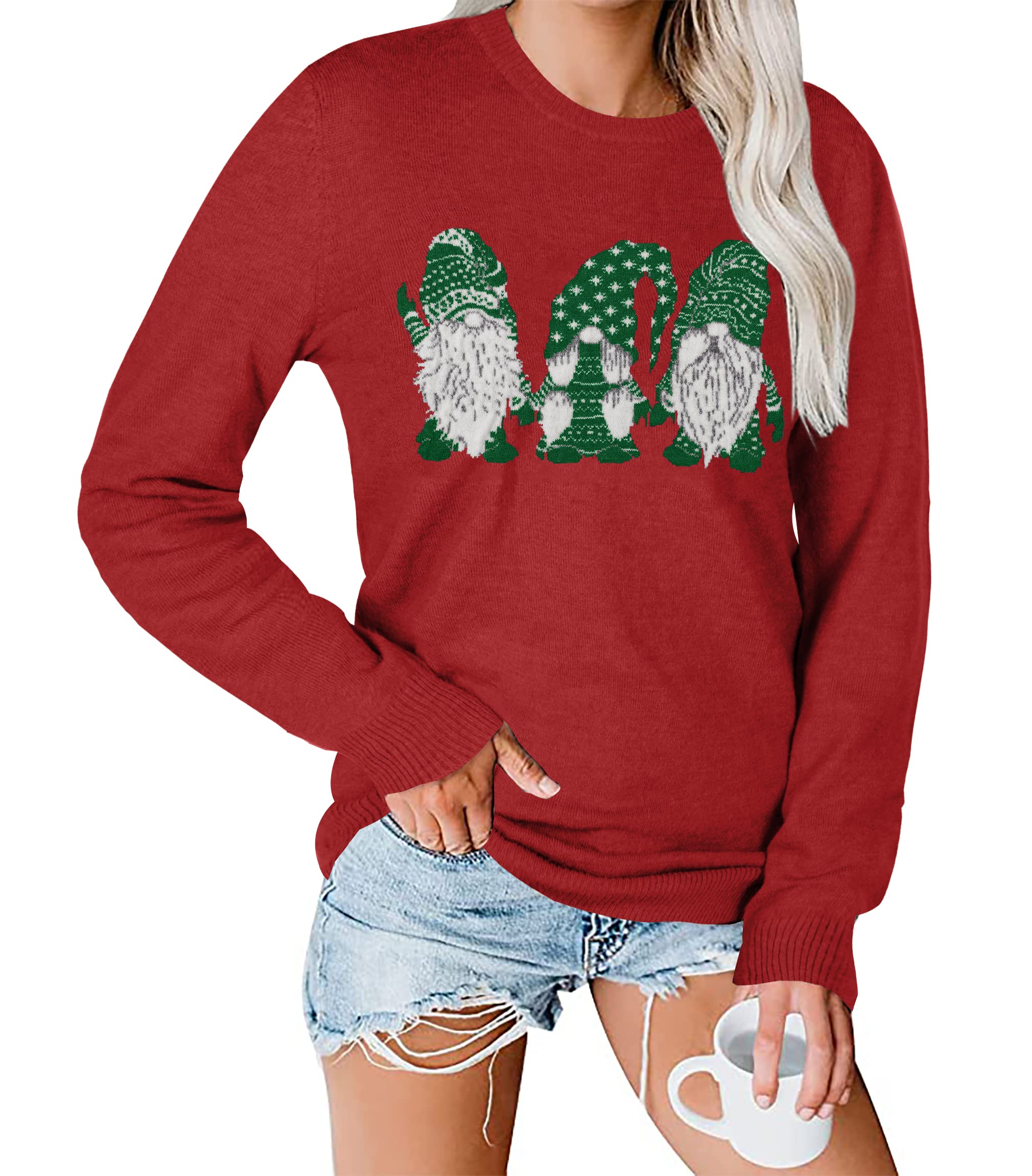 BLANCHESUgly Christmas Sweater Women Matching Outfits for Holiday Pullover Long Sleeve Party Knitted Xmas Sweaters