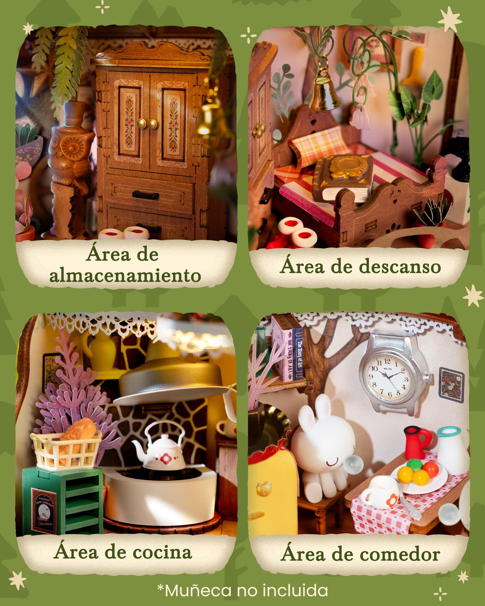 Rolife Maquetas Casa del árbol de Cuento de hadas-275 Piezas DIY Miniature House Diorama, Casas Miniaturas para Montar Puzzle 3D Madera para Adultos ¡Ningún Pegamento Necesario Regalo reconfortante