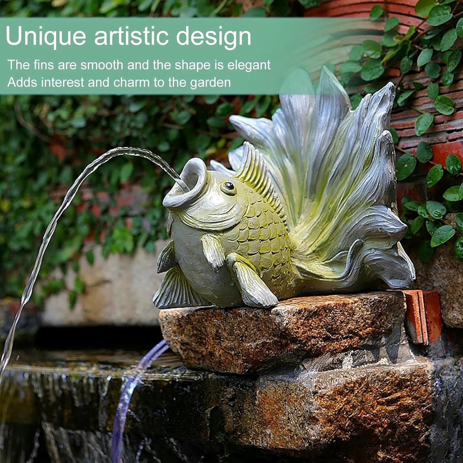 Pond Fountains spitters for Small Ponds, Polyresin Waterscape Sculpture, Fish Pond Water Circulation Outlet Landscaping, for Courtyard and Office