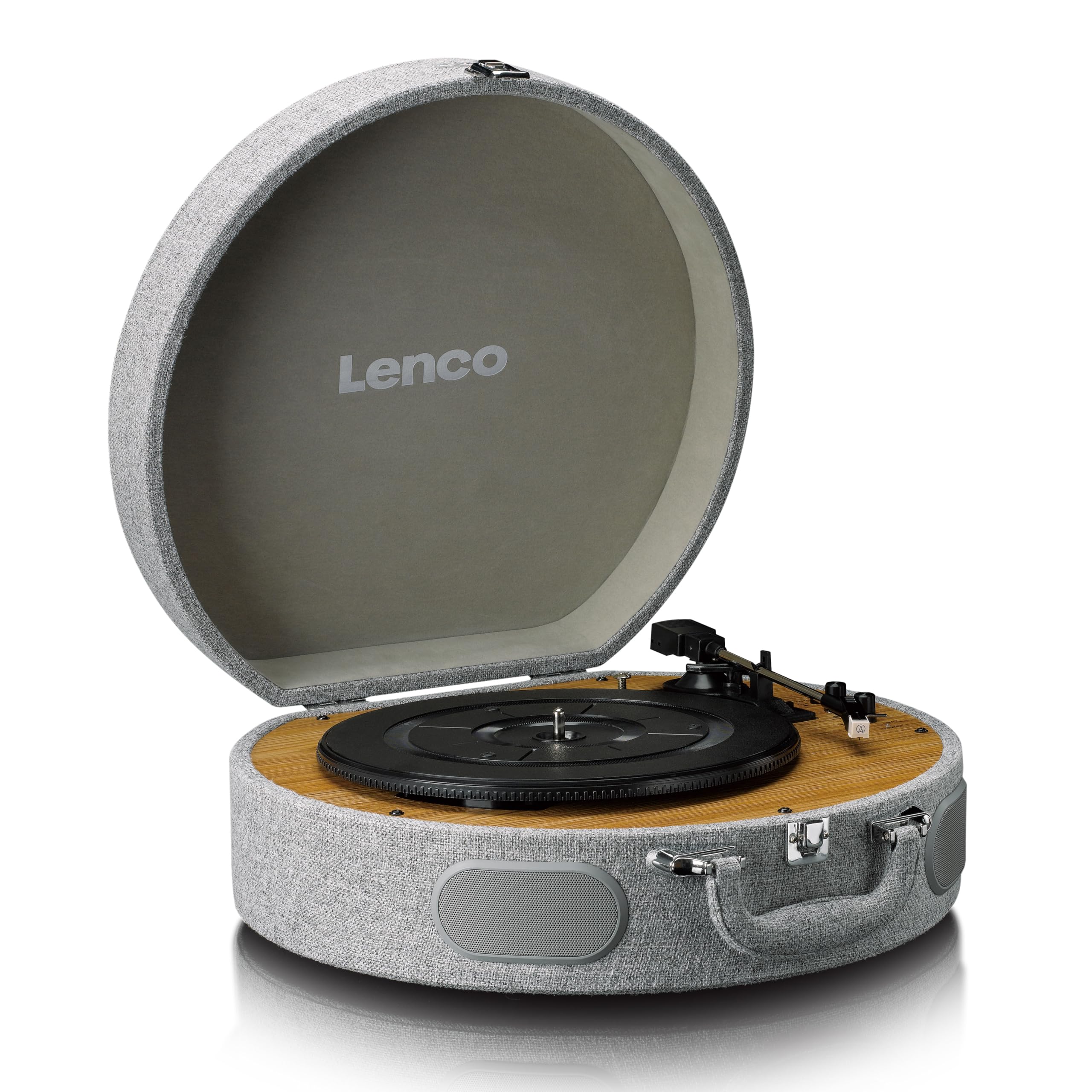 Lenco LS-66GY - Plattenspieler mit Lautsprechern u. Bluetooth | LS-66 - Schallplattenspieler - Vinyl Player - AT3600 Pickup - Riemenantrieb - Auto-Stop