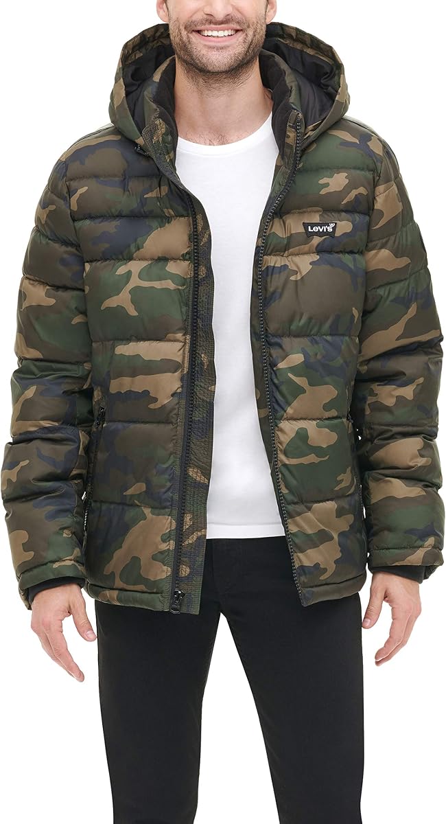 LEVI'S Chaqueta acolchada con capucha de largo medio para hombre