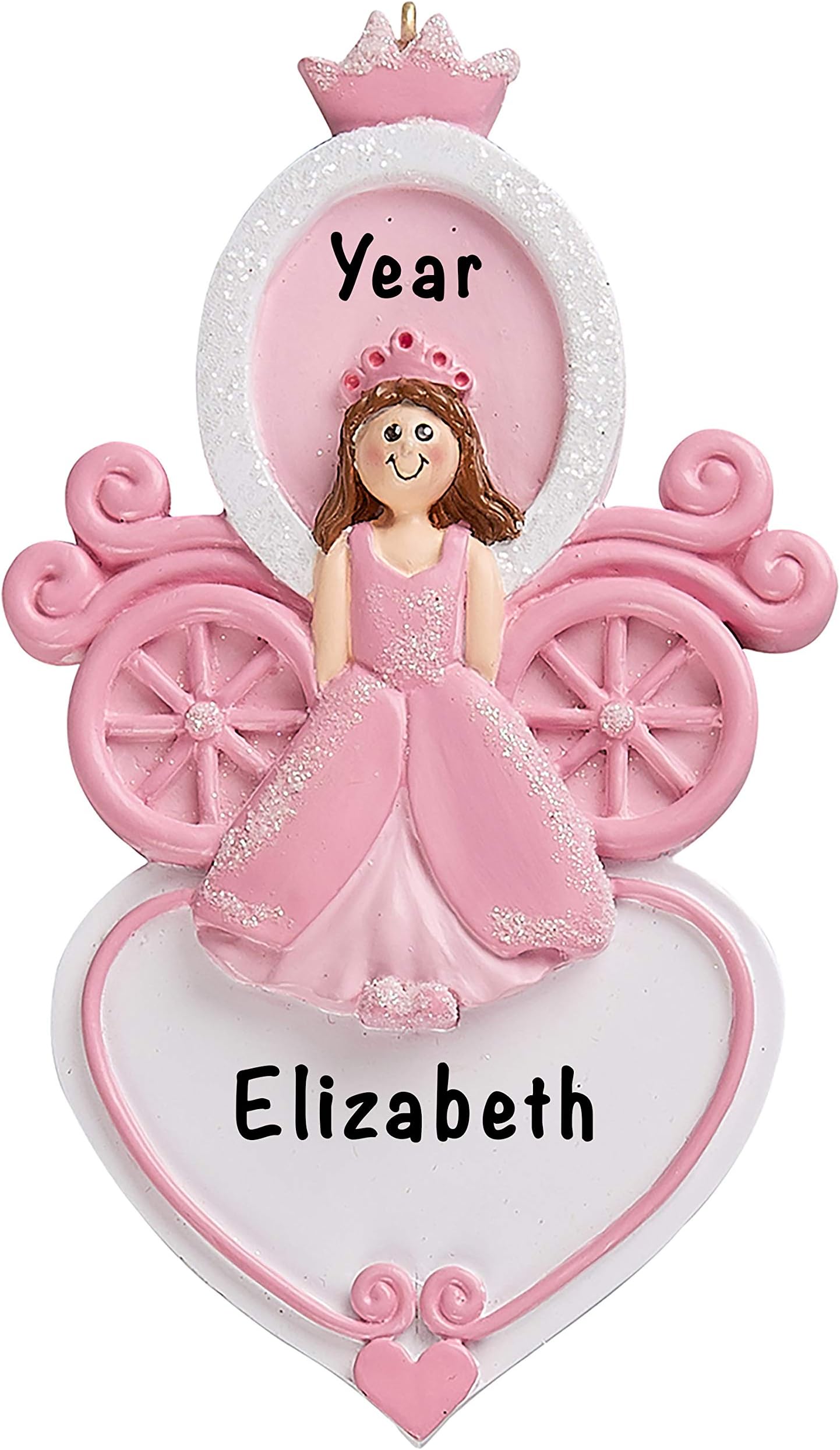 Personalized Princess Christmas Ornaments – Polyresin Princess Carriage Ornament – Charming Princess Figurines – Fun Little Girl Ornaments for Christmas Tree – Kids Princess Gifts For Girls