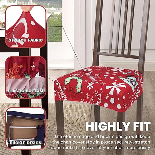 Miniatura 2 de SearchI - Juego de 4 fundas de asiento elásticas, suaves, extraíbles y lavables, para sillas de comedor, protector de asiento de comedor (cubierta