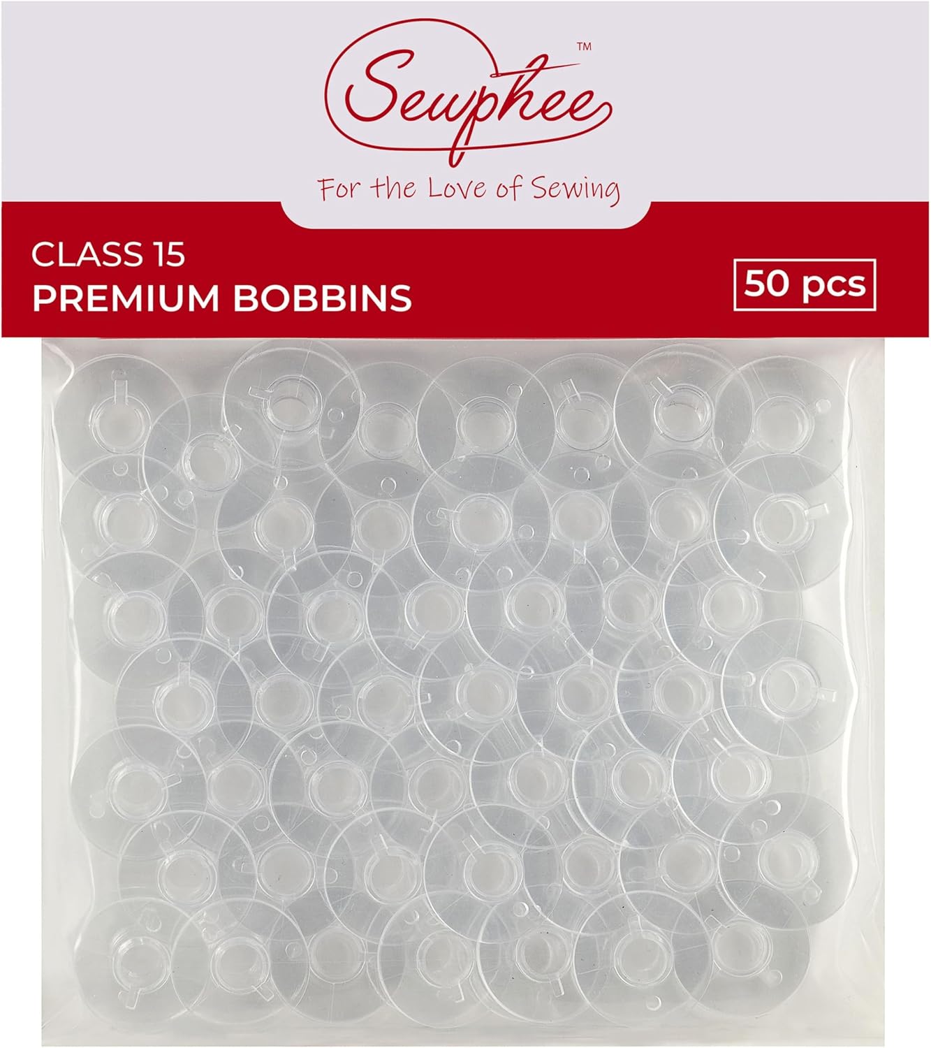 Class 15 Plastic Bobbins – Sewing Bobbins Fits Brother, Singer, Janome, Kenmore – 2518P Clear Plastic Bobbin Set for Drop-in System – Taiwan Made, Packaged in Canada – Sewing Machine Supplies