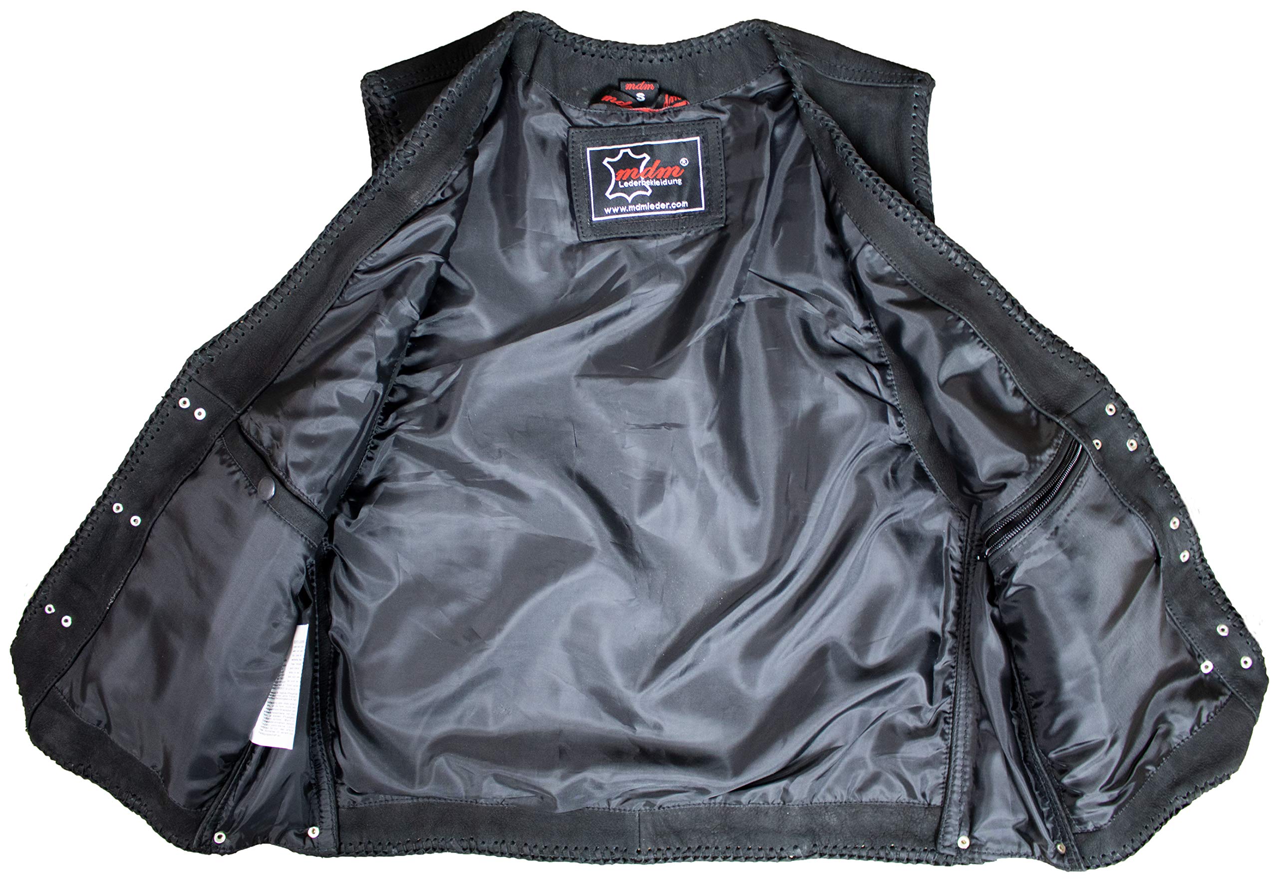 MDM Gilet in pelle da uomo, nabuk Nero