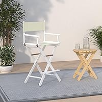 Vista 17 de Casual Home - Silla de director de 30 in, marco blanco, con lona color blanco, altura de barra