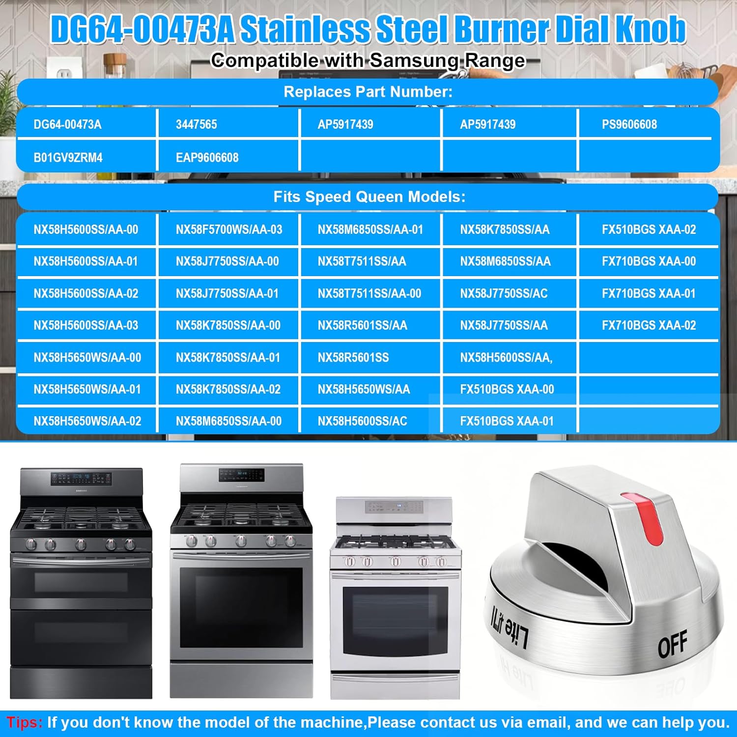 S-Union DG64-00473A Stove Knobs Compatible with Samsung Stove Knob Replacement,for Samsung Gas Range Oven Knobs Parts NX58H5600SS NX58H5650WS NX58J7750SS NX58F5700WS Burner Control Dial Perilla,5pcs