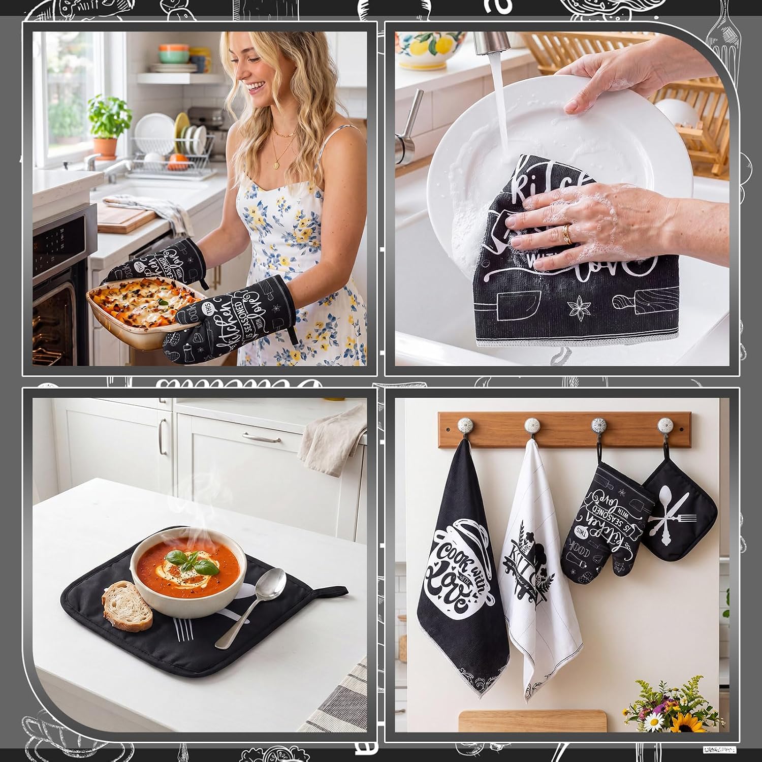 Leinuosen 8 Pcs Home Tableware Kitchen Towels Dishcloths Accessories Set image 5