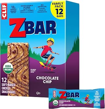 Zbar - Chocolate Chip - Soft-Baked Energy Snack Bars - Non-GMO - 12g Whole Grains - USDA Organic Granola Bars - Snacks for Kids 12 Pack