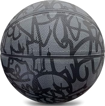 AND1 Xcelerate Rubber Basketball: Game Ready, Official Regulation Size 7 (29.5) Streetball, Made for Indoor/Outdoor Basketball Games- Graffiti Collection (Black/Black)