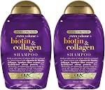 OGX Thick & Full + Biotin & Collagen Extra Strength Volumizing Shampoo with Vitamin B7 and Hydrolyzed Wheat Protein for Fine Hair. Sulfate-free surfactants for thicker, fuller-looking hair, 13 fl oz