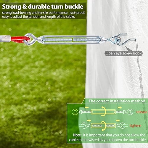 Miniatura 4 de Sistema de carretilla aérea resistente para perros pequeños a grandes, cable de funcionamiento de 100 pies75 pies con cable de pasillo de 10 pies