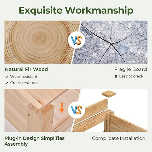 Miniatura 4 de Giantex Cama de jardín elevada, maceta de madera elevada con patas, agujeros de drenaje, paneles acrílicos, camas elevadas de pie para frutas