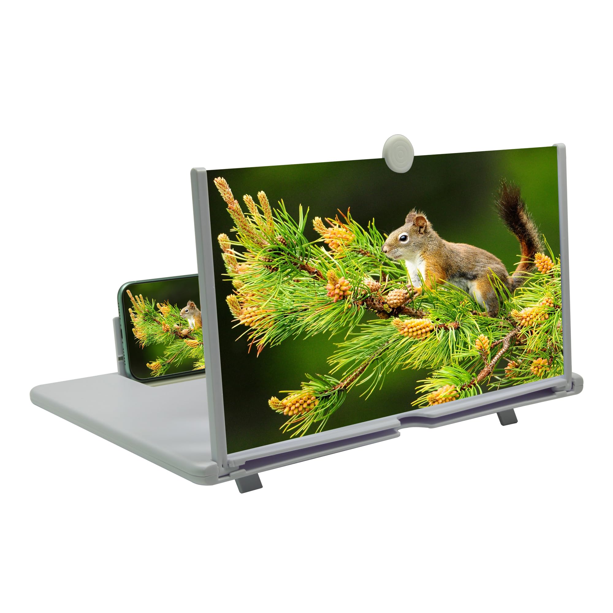 14" Mobile Phone Screen Magnifier, 3D HD Projector for Movies & Videos, Foldable Stand with Screen Amplifier, Supports All Smartphones (White, 14