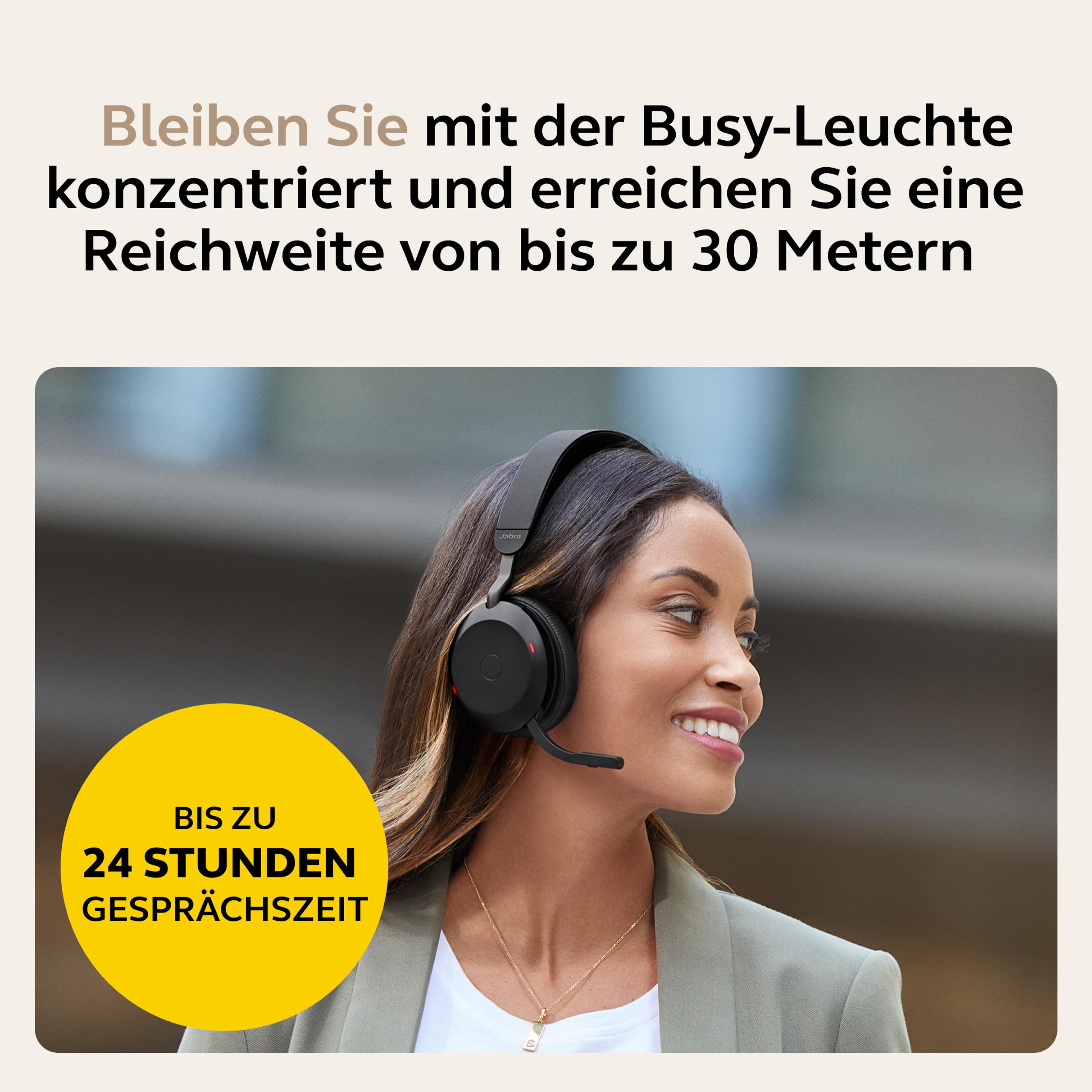 Jabra Evolve2 75 Wireless PC Headset mit 8-Mikrofon-Technologie - Dual-Foam-Stereo-Kopfhörer mit moderner aktiver Geräuschunterdrückung, USB-A Bluetooth-Adapter und MS Teams-Kompatibilität - Schwarz
