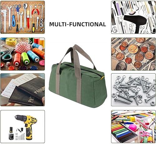 Miniatura 6 de Bolsa de herramientas de boca ancha de 20 pulgadas, bolsa de almacenamiento de herramientas de lona resistente para hombres, bolsa de herramientas