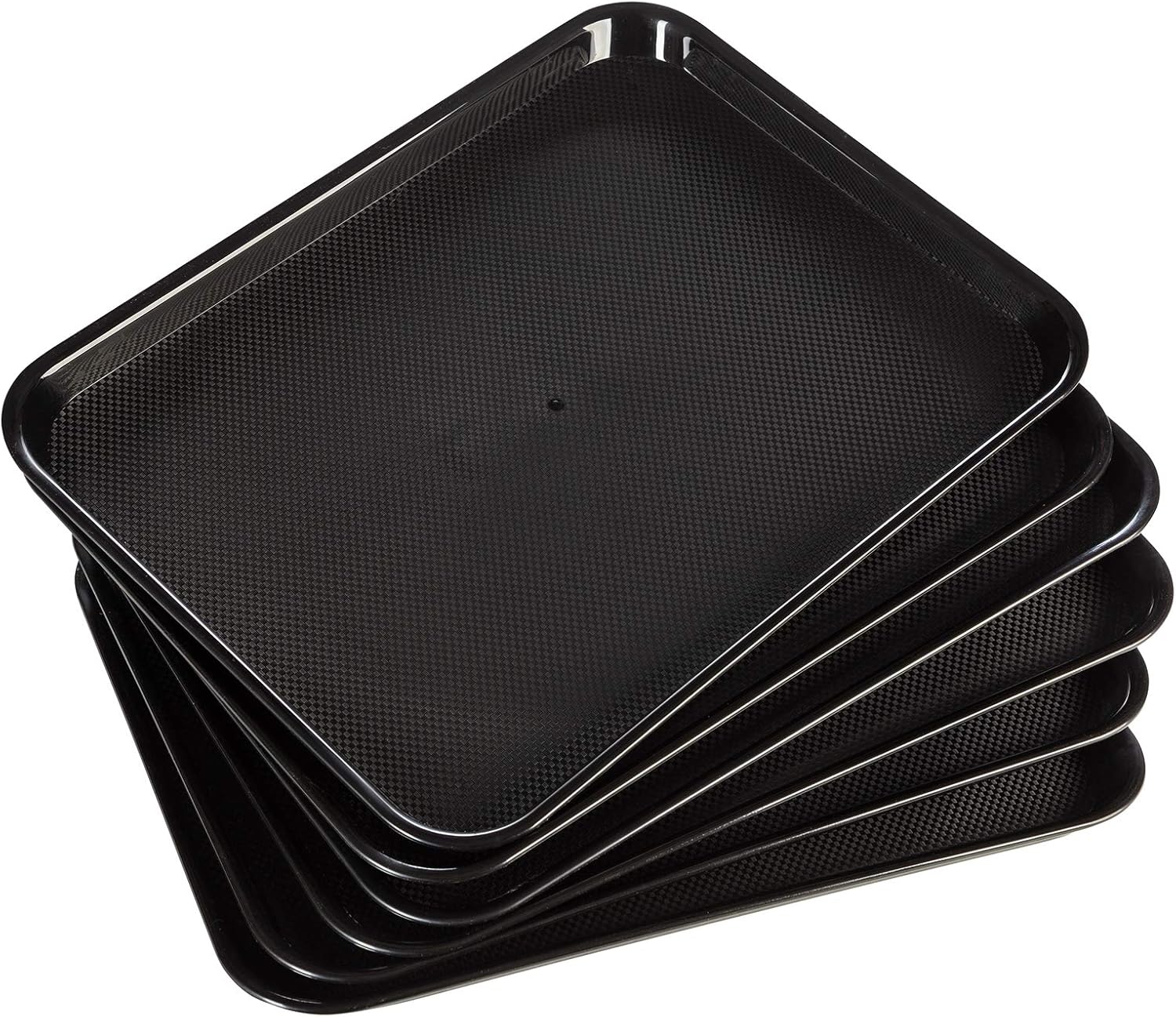 Eslite Rectangular Plastic Serving Trays,Fast Food Serving Cafeteria Trays,17"X13",Set of 6 (Black) : Home & Kitchen