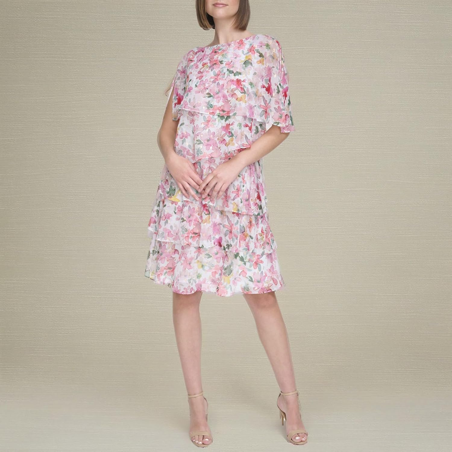 Jessica Howard Womens Mini Floral Chiffon Cocktail Party Dress - Image 5