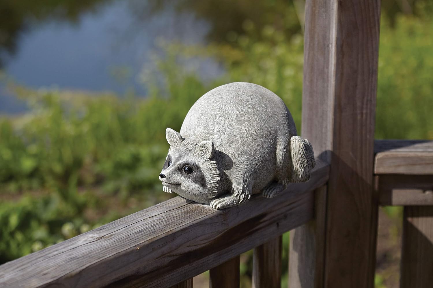 Roman 16278 Raccoon Pudgy Pals Grey 10 x 5.5 Inch Resin Stone Indoor Outdoor Garden Figurine