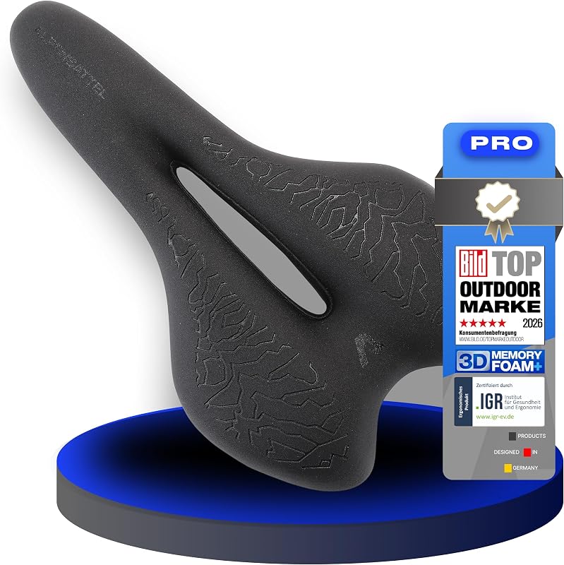 ALPENSATTEL® Ergonomischer Fahrradsattel [3D Memory Foam] - Fahrrad Sattel für Damen & Herren - Atmungsaktives Material für ideale Druckverteilung - Universelle Sattelhaltung für jedes Rad