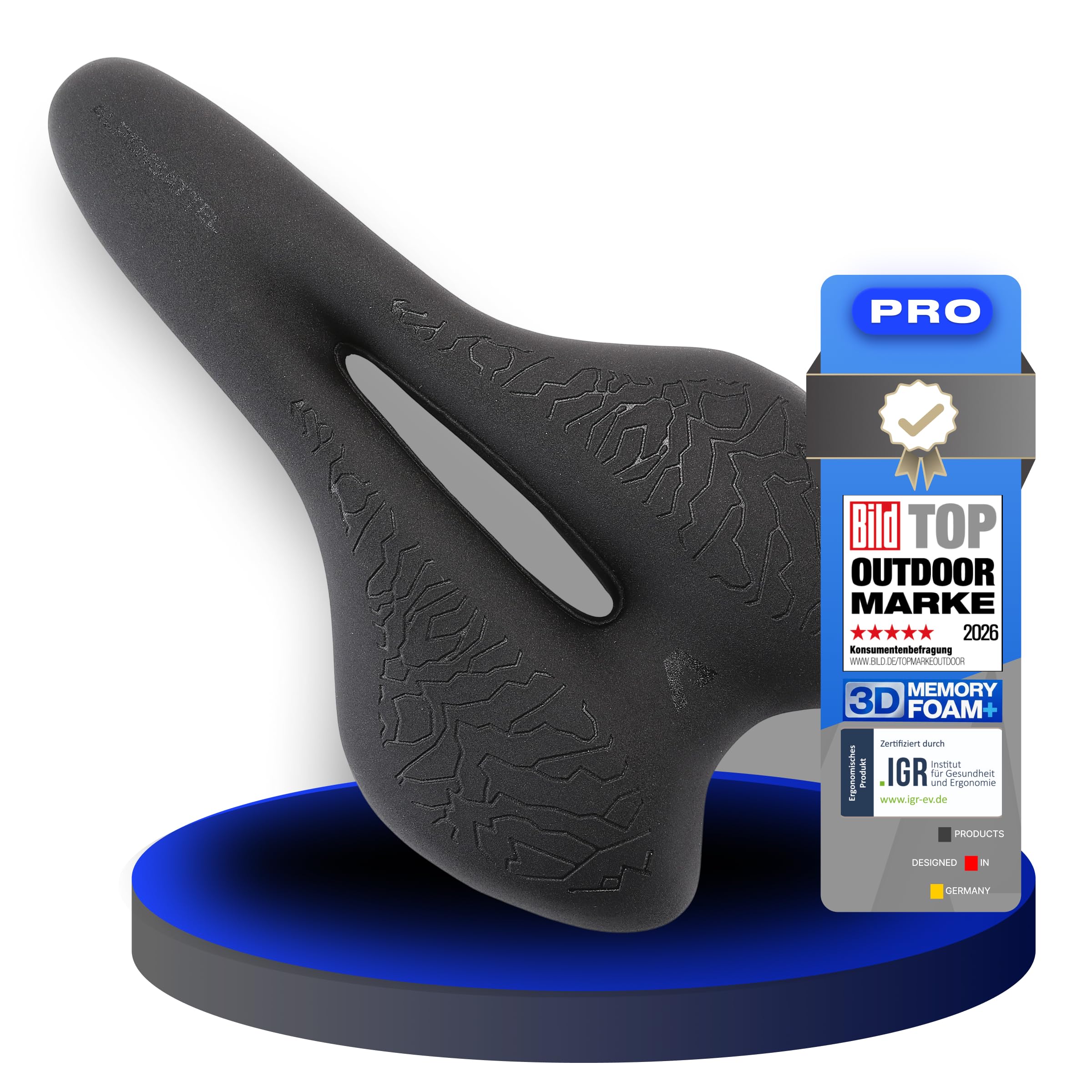 ALPENSATTEL® Ergonomischer Fahrradsattel [3D Memory Foam] - Fahrrad Sattel für Damen & Herren - Atmungsaktives Material für ideale Druckverteilung - Universelle Sattelhaltung für jedes Rad - 1