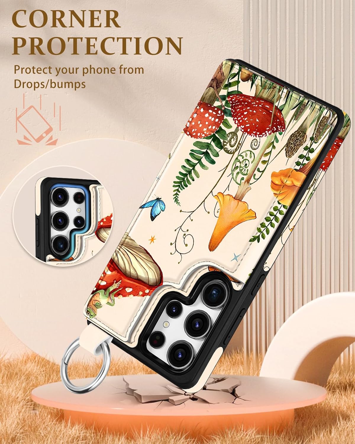 Shorogyt for Samsung Galaxy S25 Ultra Wallet Case - Cute Fashion Mogu Frog Design with Card Holder Kickstand for Magnetic Clasp Back Flip Folio Leather Phone Cases for Wome Girls Men - Image 4