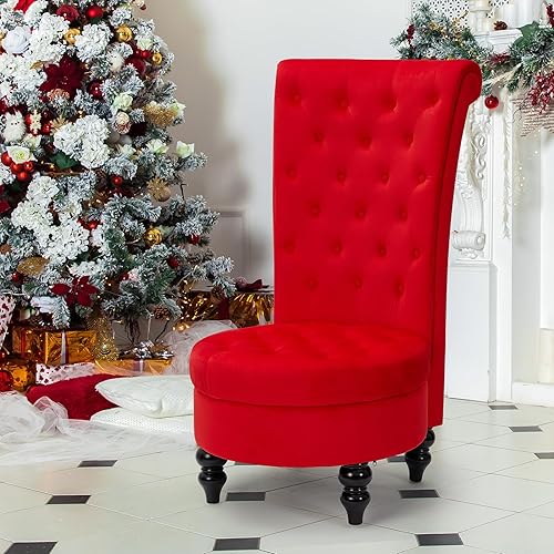 AVAWING Throne Royal - Juego de 1 silla para sala de estar, silla de respaldo alto sin brazos con asiento más grande de 24.6 pulgadas, acolchado