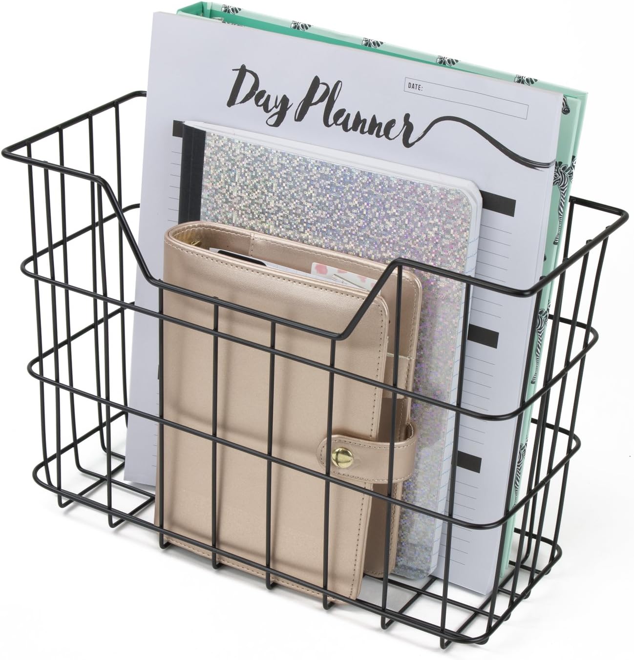 Sorbus Desk Organizer Set, 5-Piece Desk Accessories Set Includes Pencil Cup Holder, Letter Sorter, Letter Tray, Hanging File Organizer, and Sticky Note holder for Home or Office (Black)