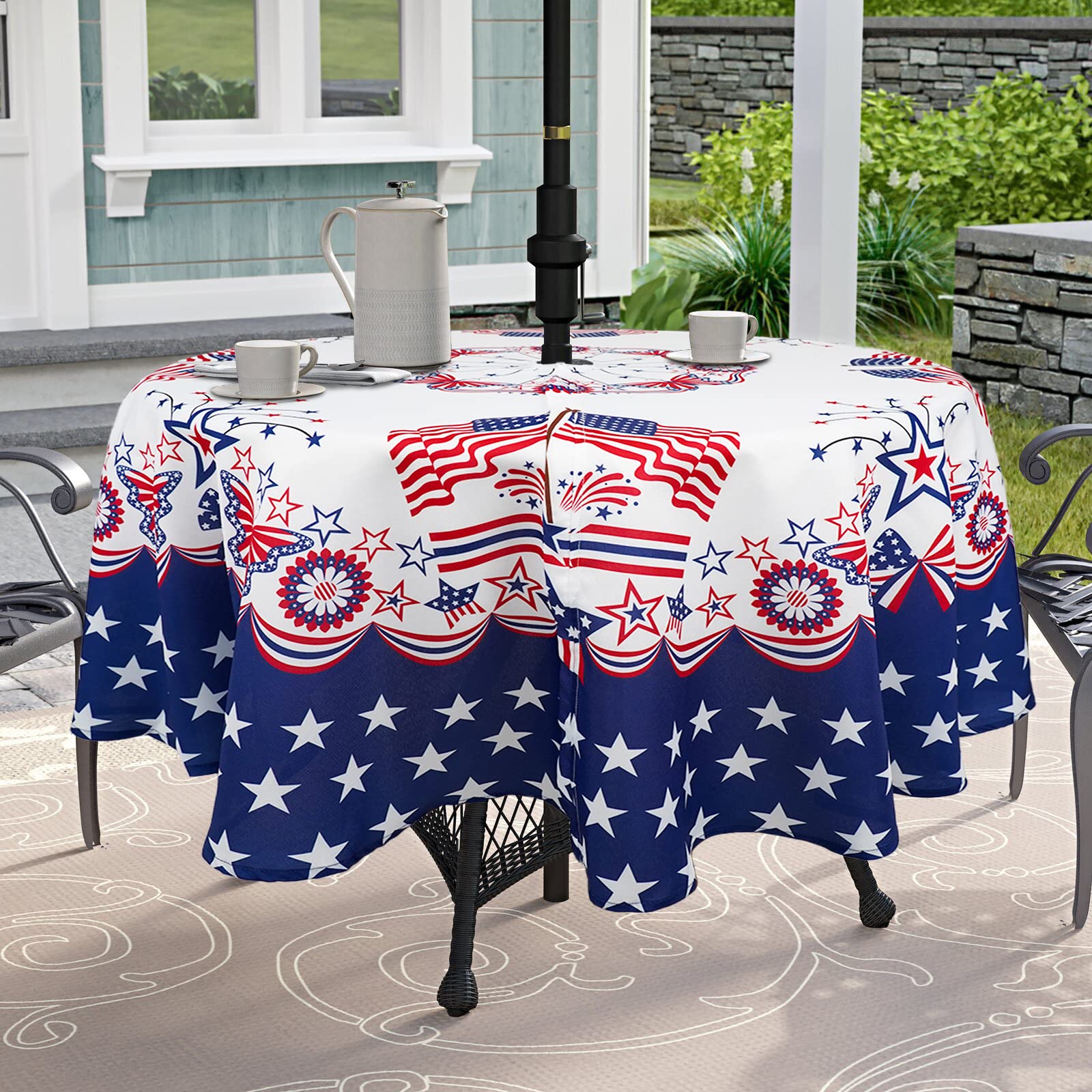 Umbrella Table Round Outdoor Tablecloth With Umbrella Hole,Patio