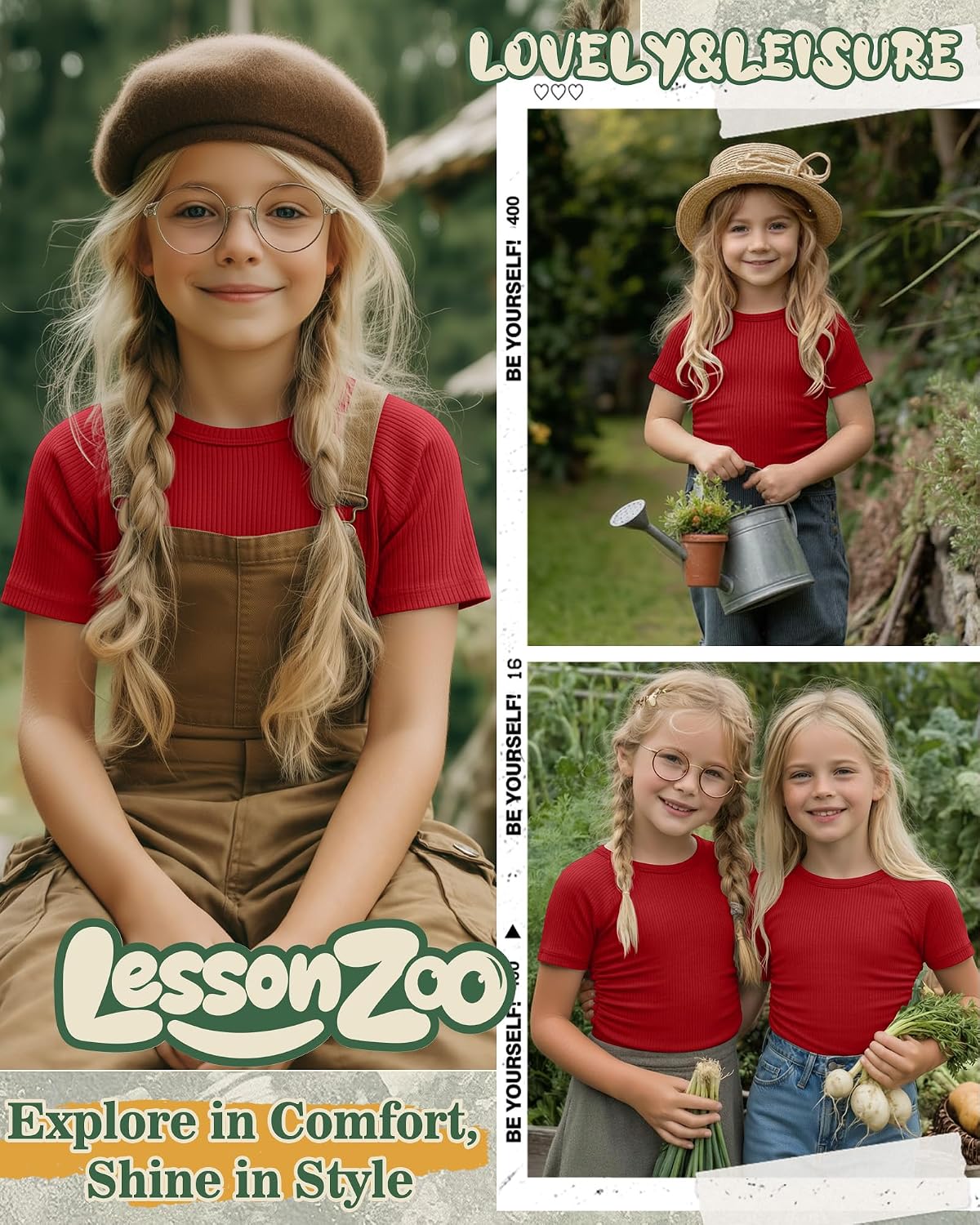 Girls Short Sleeve Shirts Kids Ribbed Knit Side Ruched Tops Crew Neck Slim Fit Tees Summer Basic Cute 5-14 Years